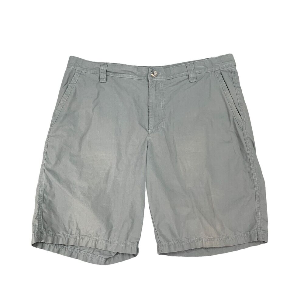 Columbia Short Mens 36 Dove Washed Out Flat Front Lightweight Cotton Khaki Chino